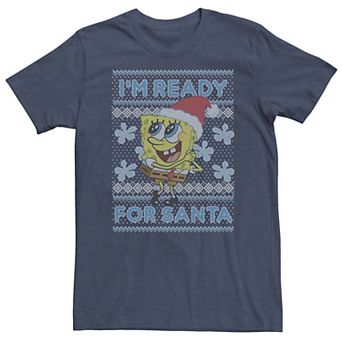 Big & Tall Nickelodeon SpongeBob SquarePants "I'm Ready For Santa" Ugly Christmas Sweater Tee