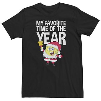 Big & Tall Nickelodeon SpongeBob SquarePants Santa Christmas "My Favorite Time Of Year" Tee