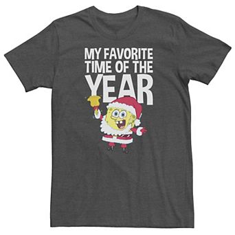 Big & Tall Nickelodeon SpongeBob SquarePants Santa Christmas "My Favorite Time Of Year" Tee
