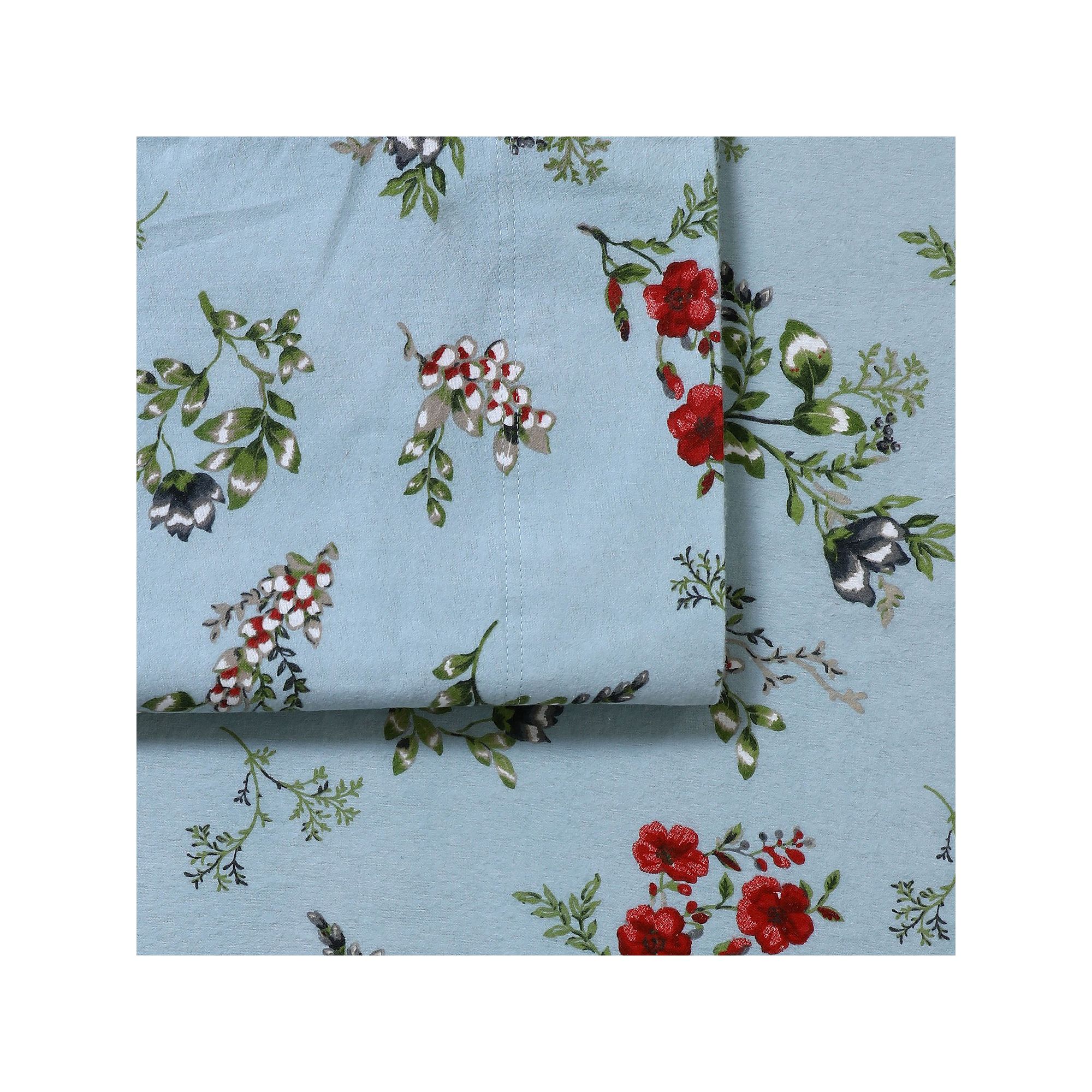Tribeca Living Katy Flannel Extra Deep Pocket Sheet Set, Leilani Blue Flora