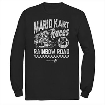 Big & Tall Nintendo Mario Kart Rainbow Road Race Announcement Poster Tee