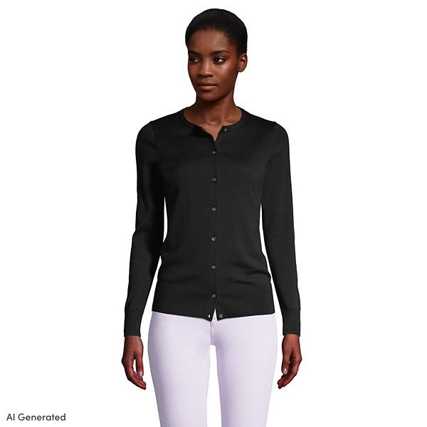 Petite Lands' End Fine Gauge Cotton Cardigan Sweater