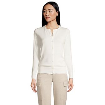 Petite Lands' End Fine Gauge Cotton Cardigan Sweater