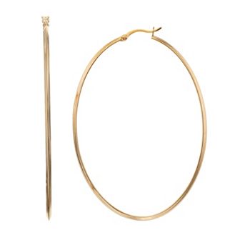 14k Gold Over Silver Oval Hoop Earrings