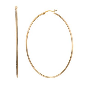 14k Gold Over Silver Oval Hoop Earrings