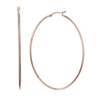 14k Gold Over Silver Oval Hoop Earrings