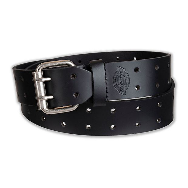 Men s Dickies Perforated Double Prong Buckle Leather Belt