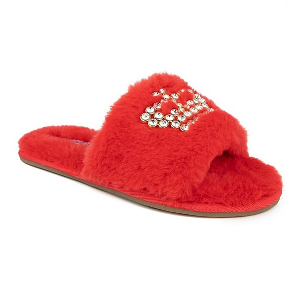 NEW Juicy Couture Faux Fur Logo Slippers Pink Coral/Blush Size 7/8🎀Limited  Ed