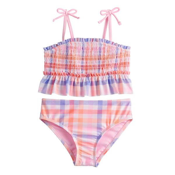 Toddler Girl Jumping Beans® Tie Strap Gingham 2-Piece Tankini Swimsuit