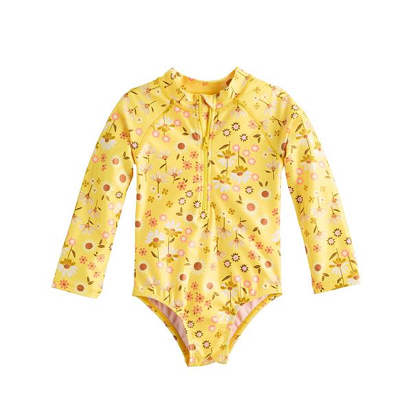 Toddler Girl Jumping Beans® Printed One-Piece Long Sleeve Swimsuit