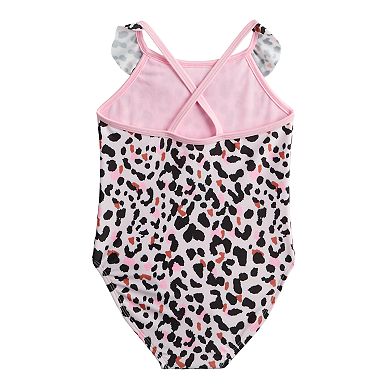 Toddler Girl Jumping Beans® Flutter Neck One-Piece Swimsuit