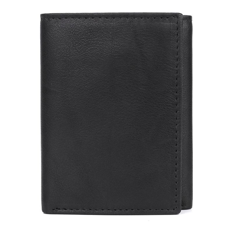 Buxton Dakota Tri-Fold Leather Wallet, Black
