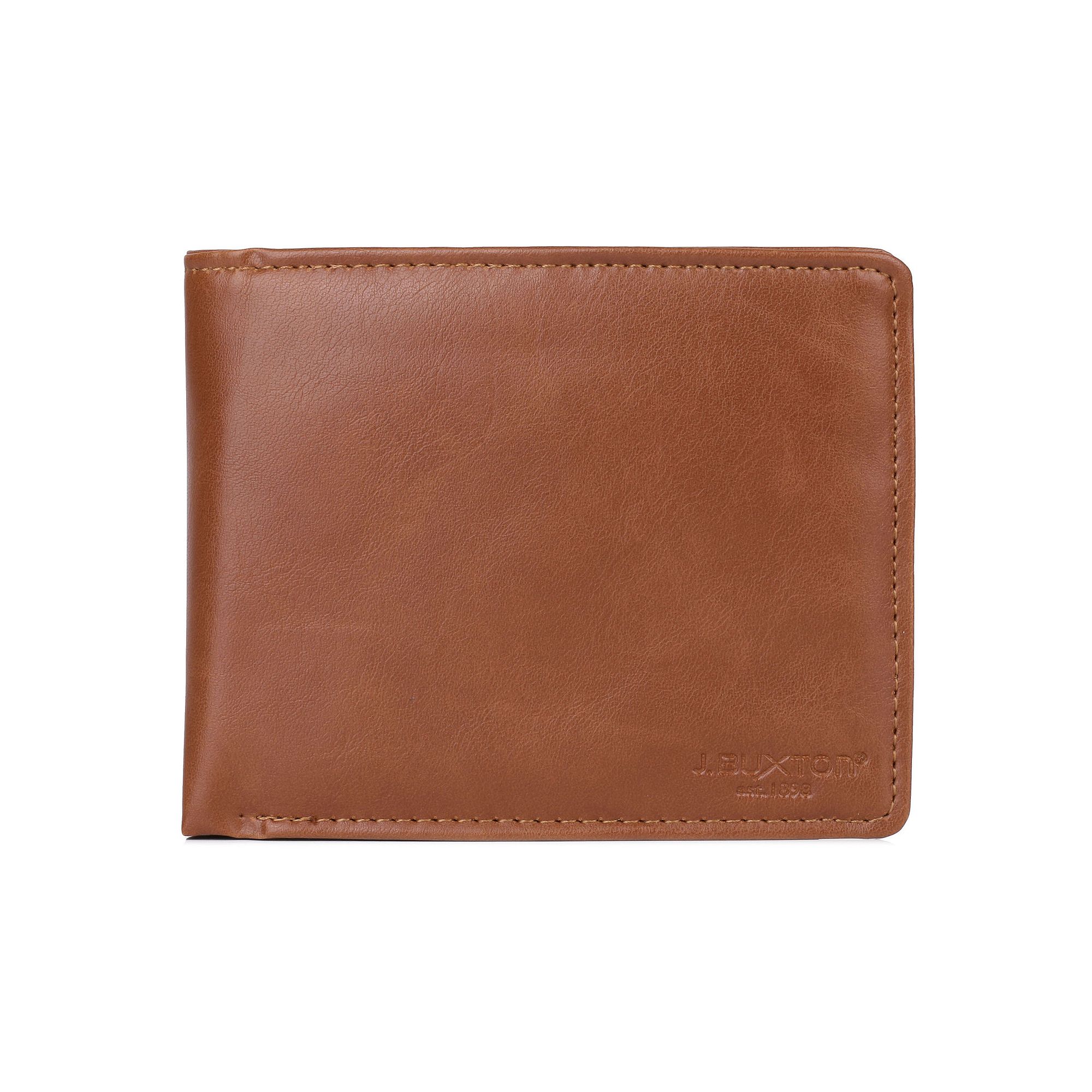 Buxton D-Type RFID Credit Card Billfold Wallet, Brown