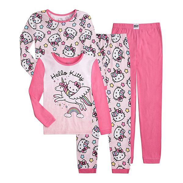  Hello Kitty Girls Pajama Pants and Sleep Shirt Sets 4 Piece PJ  Top and Bottom Sleepwear Set for Girls Pajamas for Kids Pink: Clothing,  Shoes & Jewelry