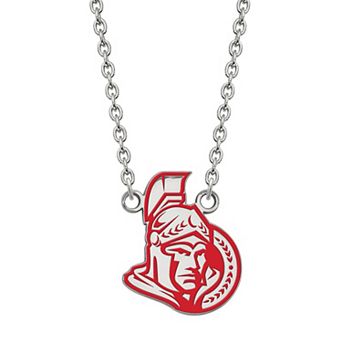 LogoArt Sterling Silver Ottawa Senators Large Enamel Logo Necklace