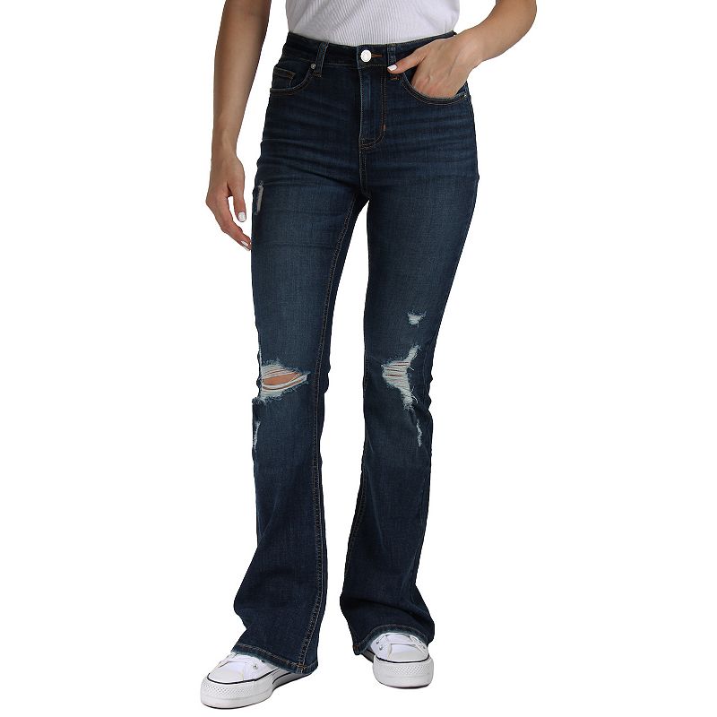 Juniors Indigo Rein High-Rise Flare Leg Jeans, Girls, Size: 1, Dark Blue