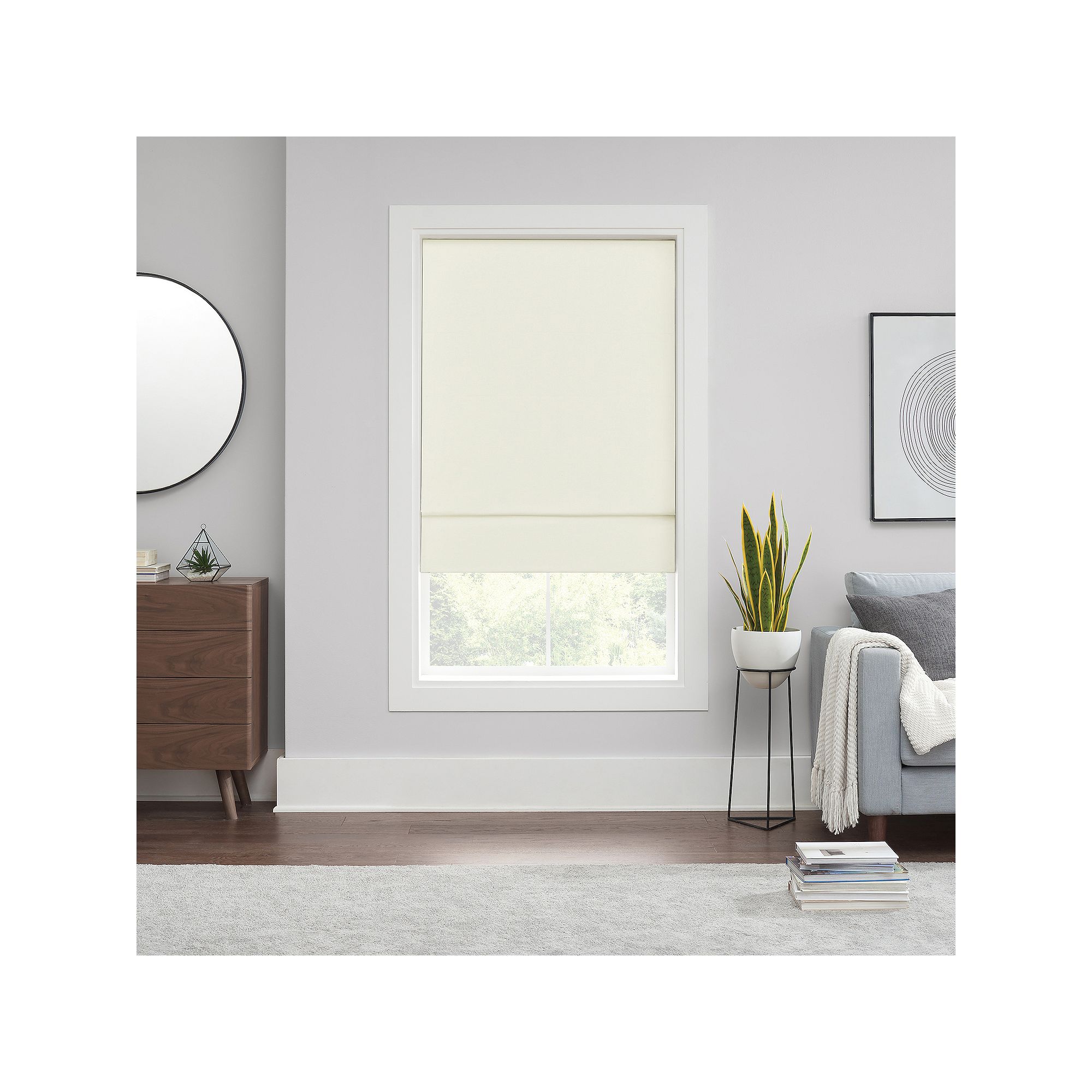 eclipse Kylie Solid 100% Total Blackout Cordless Roman Shade 64 Length, 