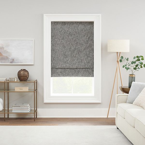 64"x39" Drew 100% Total Blackout Cordless Roman Blind and Shade Charcoal - Eclipse