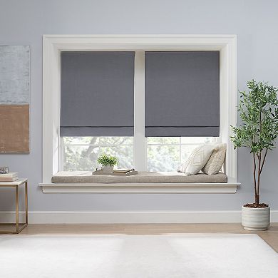 eclipse Dillan Linen-Like Textured Solid 100% Total Blackout Cordless Roman Shade