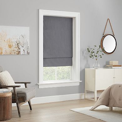 eclipse Dillan Linen-Like Textured Solid 100% Total Blackout Cordless Roman Shade