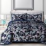 AZORES HOME Set Copripiumino Oversize Matrimoniale Con Stampa Floreale - Microfibra Spazzolata 110g/m² - Morbido E Certificato Oeko-Tex, Blu