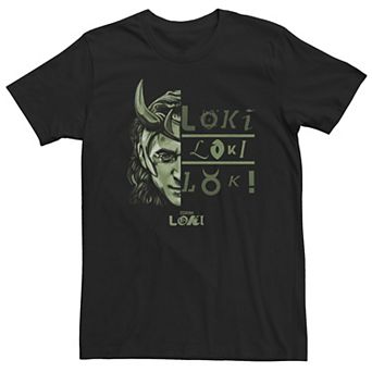Big & Tall Marvel Loki Split Portrait Logo Tee