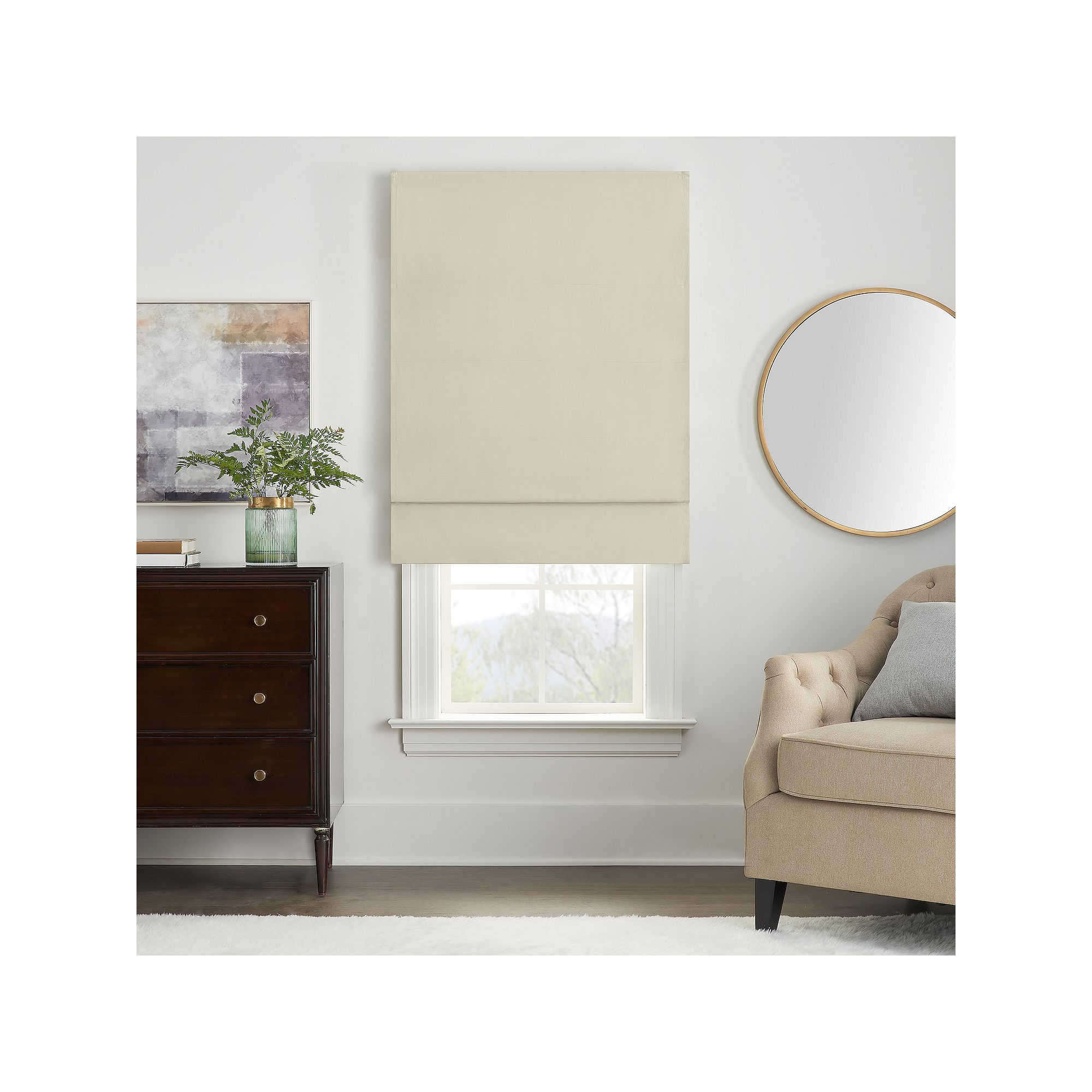 eclipse Faux Silk 100% Total Blackout Cordless Roman Shade 64 Length, Go