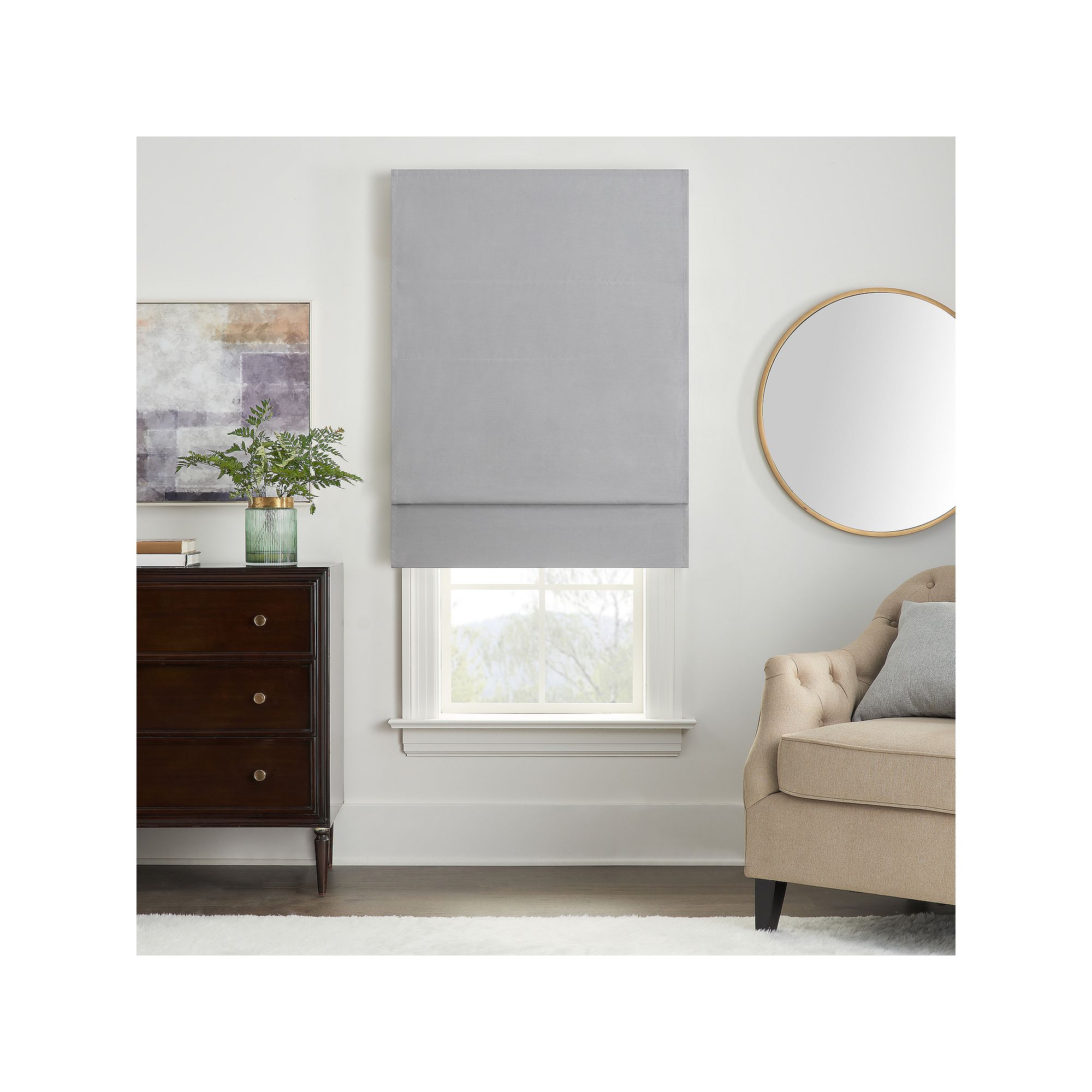 eclipse Faux Silk 100% Total Blackout Cordless Roman Shade 64 Length, Gr