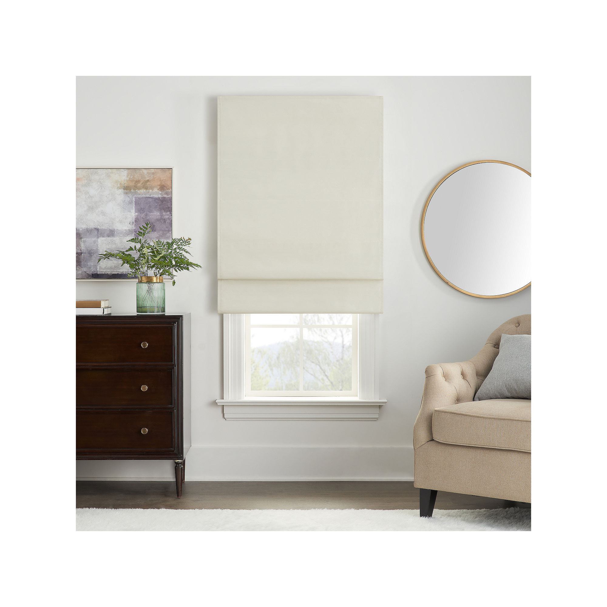eclipse Faux Silk 100% Total Blackout Cordless Roman Shade 64 Length, Iv
