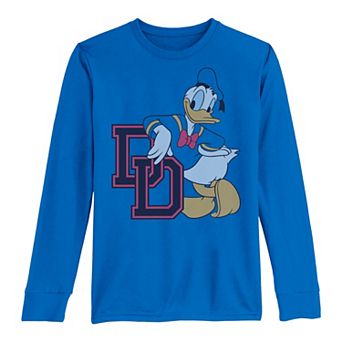Boys 8-20 Disney Mickey And Friends Donald Duck Varsity Portrait Long Sleeve Graphic Tee
