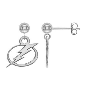 LogoArt Sterling Silver Tampa Bay Lightning Dangle Stud Earrings