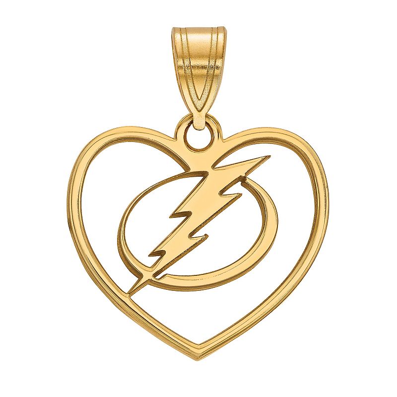 LogoArt Sterling Silver Tampa Bay Lightning Heart Pendant, Womens, Multico