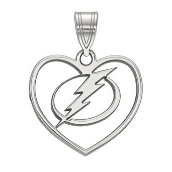 LogoArt Sterling Silver Tampa Bay Lightning Heart Pendant