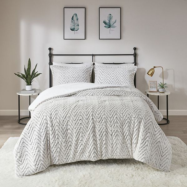 Print Brushed Faux Fur Duvet Cover Set, How To Get A White Duvet Cover Again