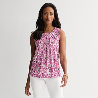 Petite Croft & Barrow® Pleated Tank Top