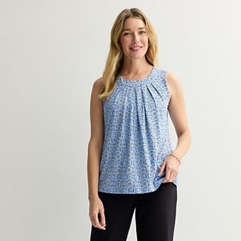 Petite Croft & Barrow® Pleated Tank Top