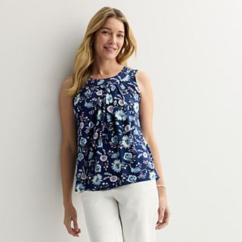 Petite Croft & Barrow® Pleated Tank Top