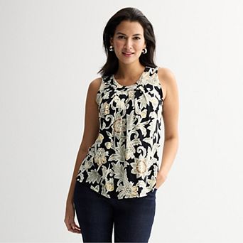 Petite Croft & Barrow® Pleated Tank Top