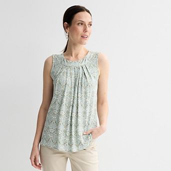 Petite Croft & Barrow® Pleated Tank Top