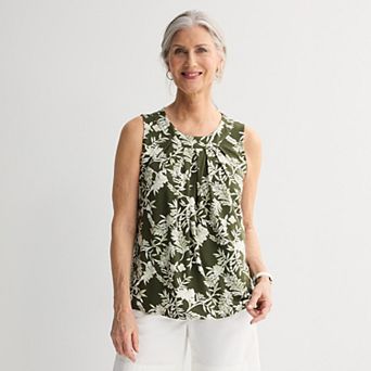 Petite Croft & Barrow® Pleated Tank Top