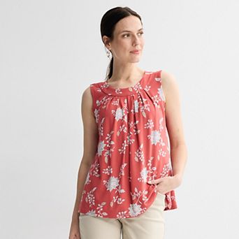 Petite Croft & Barrow® Pleated Tank Top