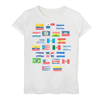 Girls 7-16 Hispanic Heritage Flag Collage Tee