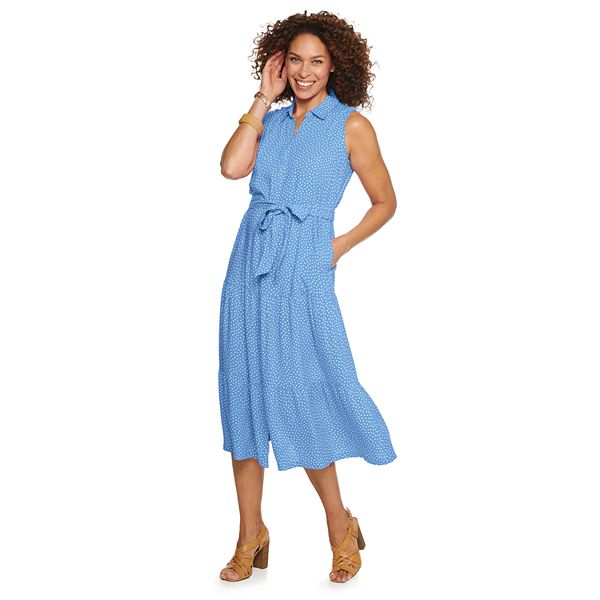 Petite Croft & Barrow® Sleeveless Midi Shirt Dress