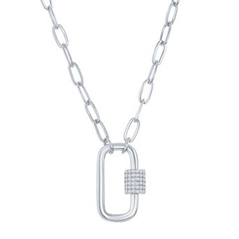 Argento Bella Cubic Zirconia Paper Clip Necklace