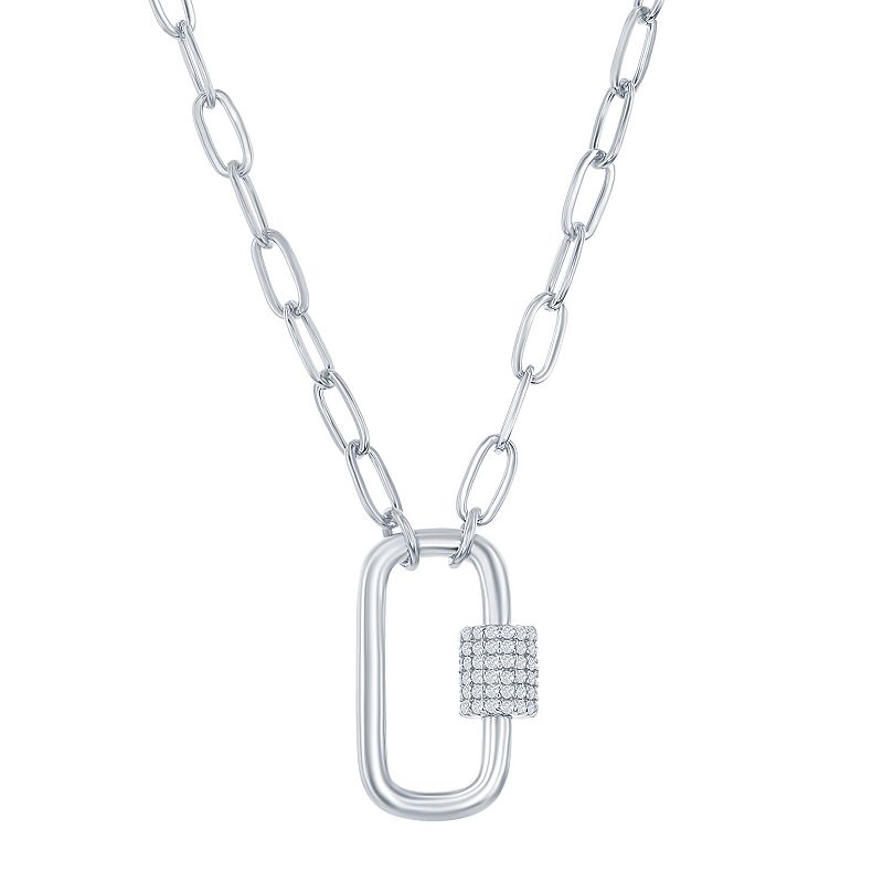 Cubic Zirconia Paper Clip Necklace, Womens, Size: 16-18 ADJ, Grey
