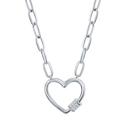【STONEHENgE】Silver Material Heart Cubic Necklace SC1629 Love Heart Pave Cubic Zirconia Silver SP Pendant Chain