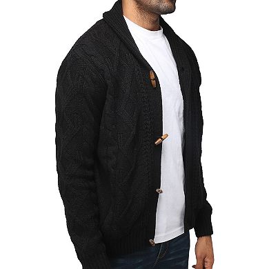 Men's Xray Regular-Fit Fleece-Lined Shawl-Collar Cable-Knit Cardigan Sweater