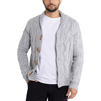 Men's Xray Regular-Fit Fleece-Lined Shawl-Collar Cable-Knit Cardigan Sweater