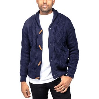 Men's Xray Regular-Fit Fleece-Lined Shawl-Collar Cable-Knit Cardigan Sweater