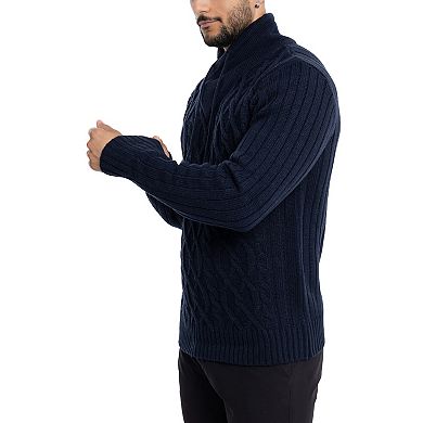 Men's Xray Regular Fit Cable Knit Shawl Collar Sweater
